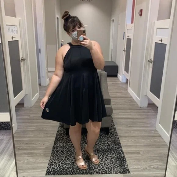 Torrid 3 Scuba Fluted Dress black - Picture 5 of 5